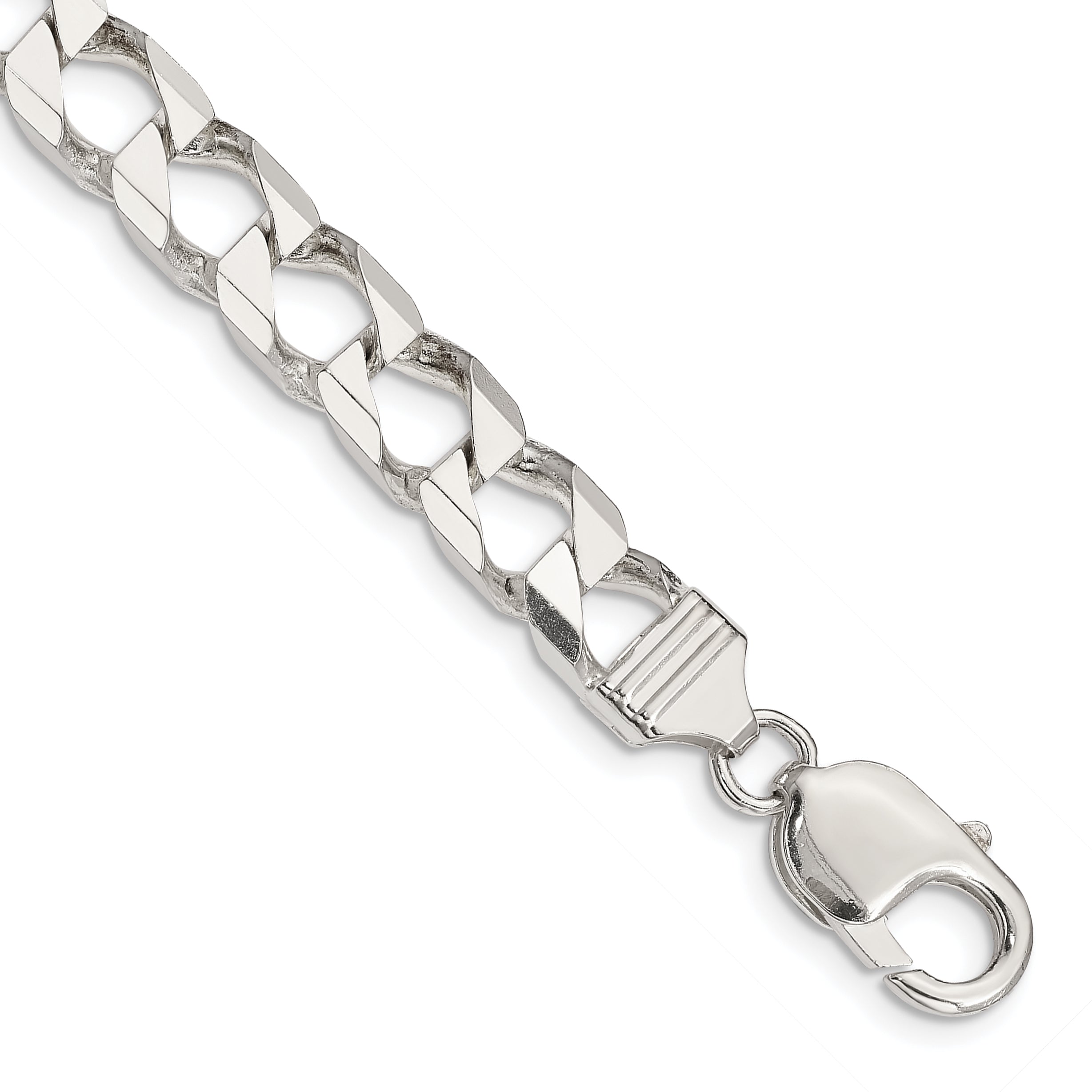 Sterling Silver Diamond-Cut Curb Chain Bracelet 7.2mm Main image