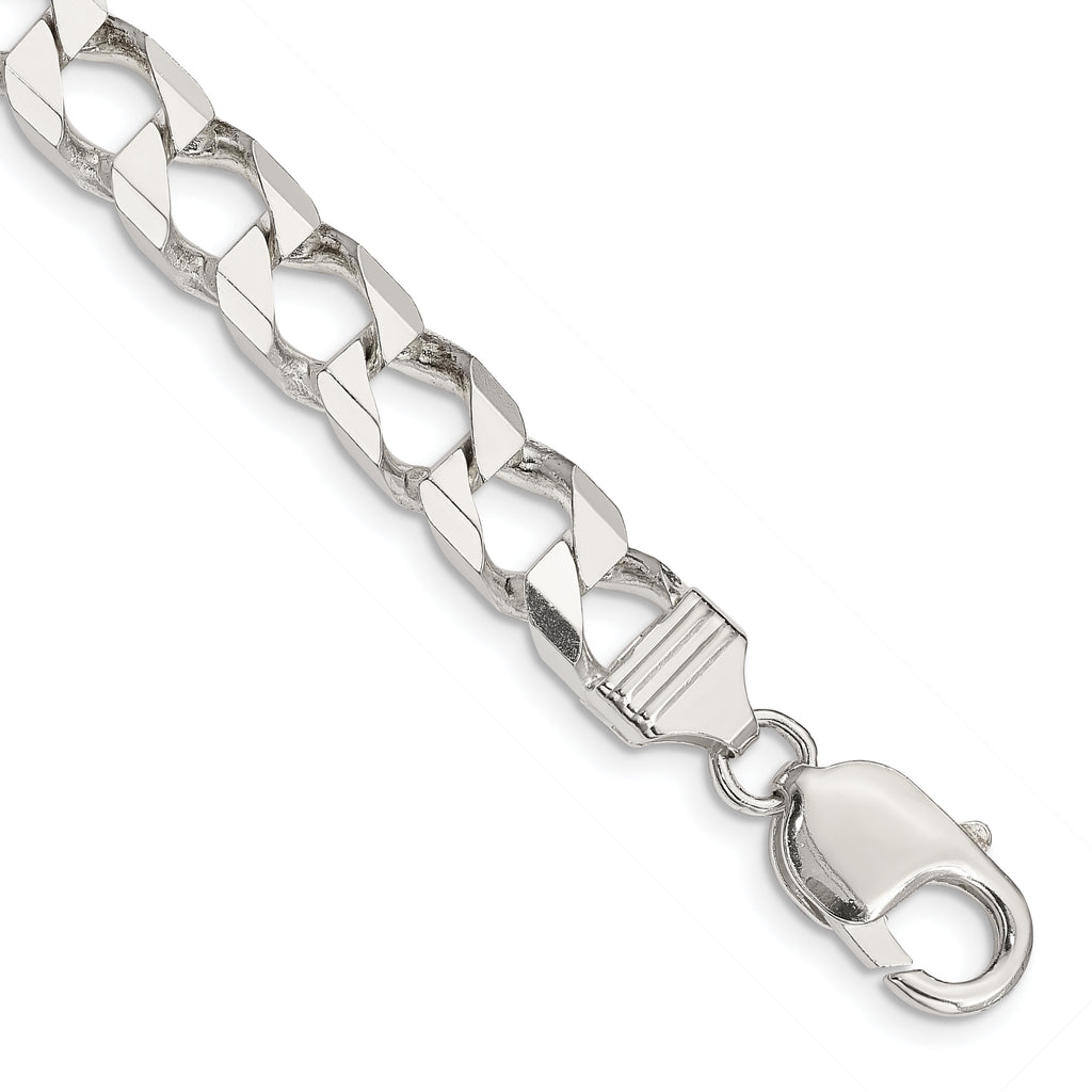 Sterling Silver Diamond-Cut Curb Chain Bracelet 7.2mm