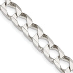 Sterling Silver 7.2mm Diamond-Cut Square Curb Chain