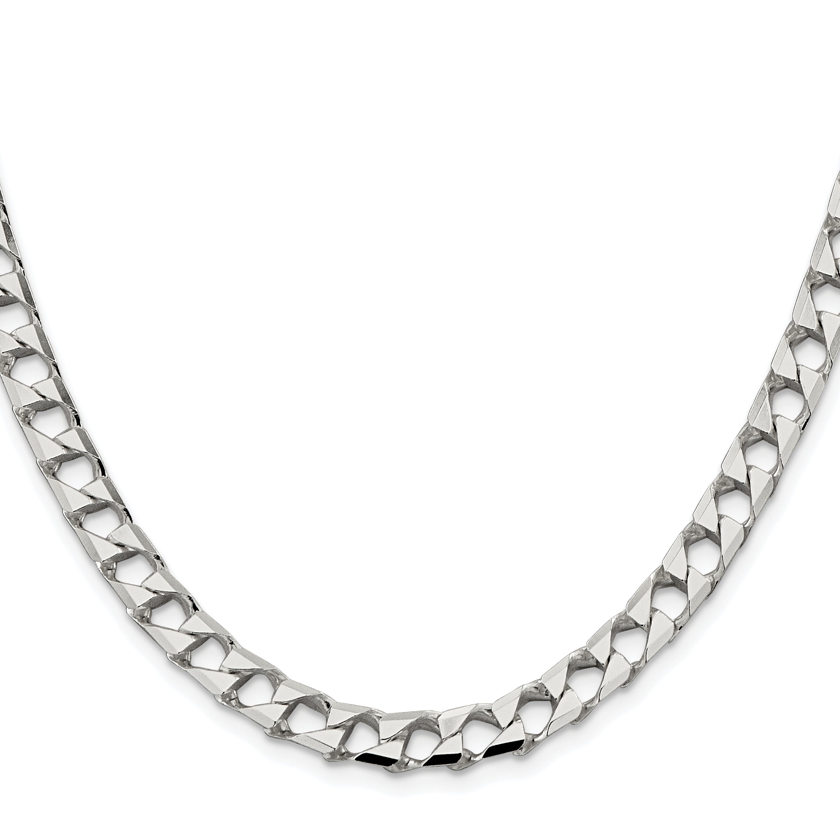 Sterling Silver Rhodium-plated 7.2mm D/C Square Curb Chain