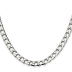 Sterling Silver Rhodium-plated 7.2mm D/C Square Curb Chain