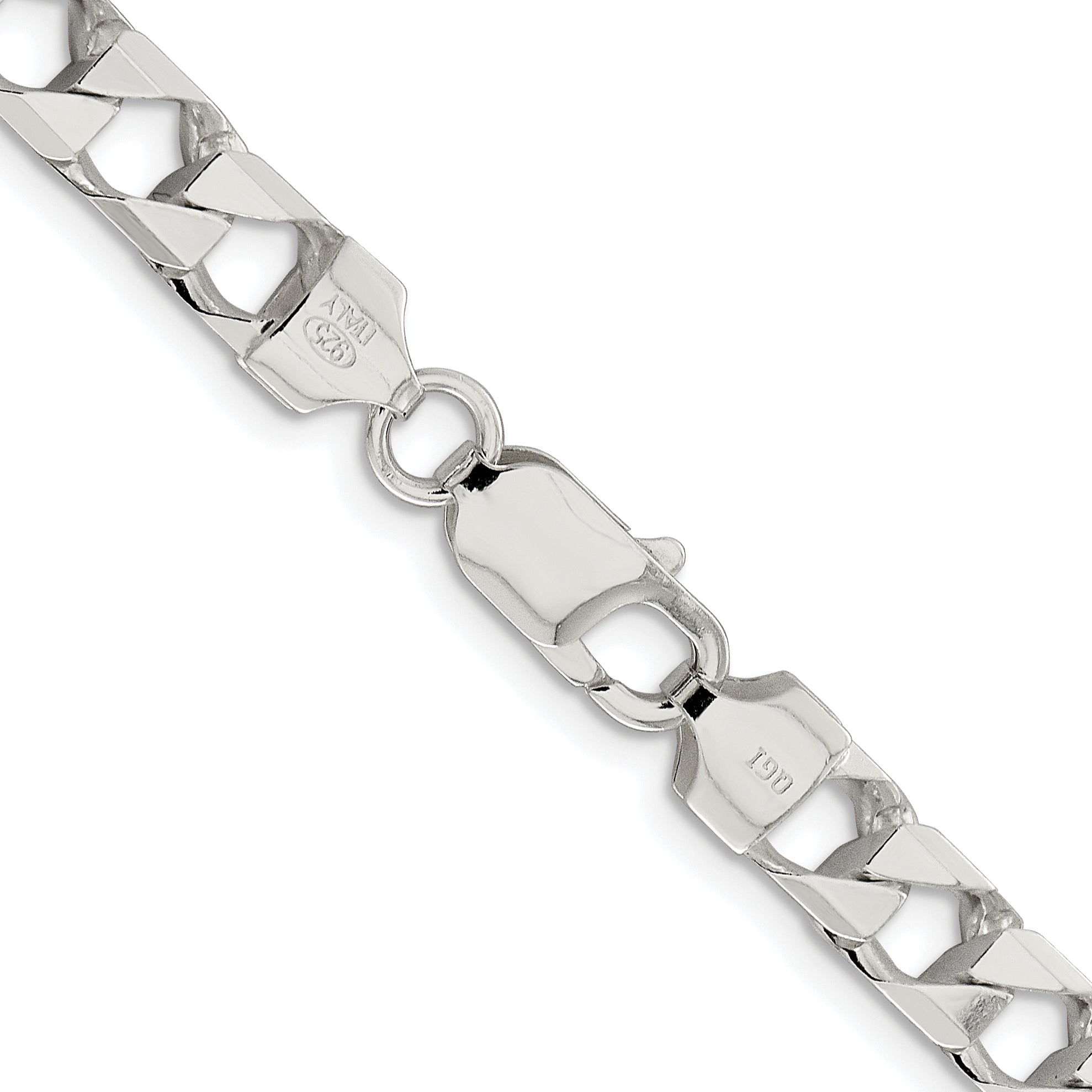 Sterling Silver Rhodium-plated 7.2mm D/C Square Curb Chain