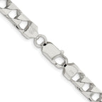 Sterling Silver Rhodium-plated 7.2mm D/C Square Curb Chain