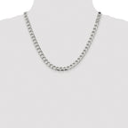 Sterling Silver Rhodium-plated 7.2mm D/C Square Curb Chain