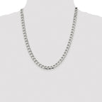 Sterling Silver Rhodium-plated 7.2mm D/C Square Curb Chain