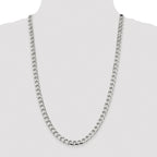 Sterling Silver Rhodium-plated 7.2mm D/C Square Curb Chain