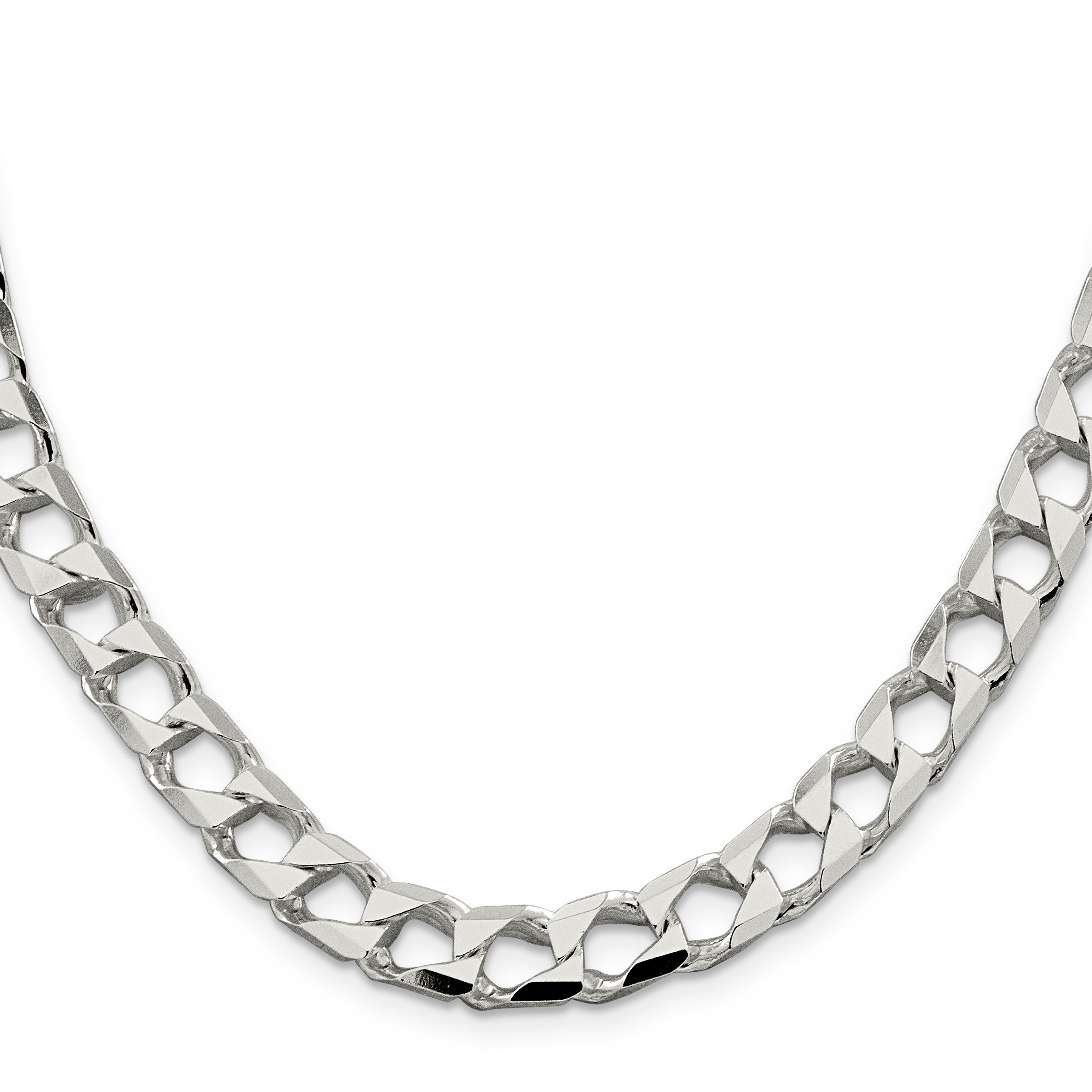 Sterling Silver 8.6mm D/C Square Curb Chain