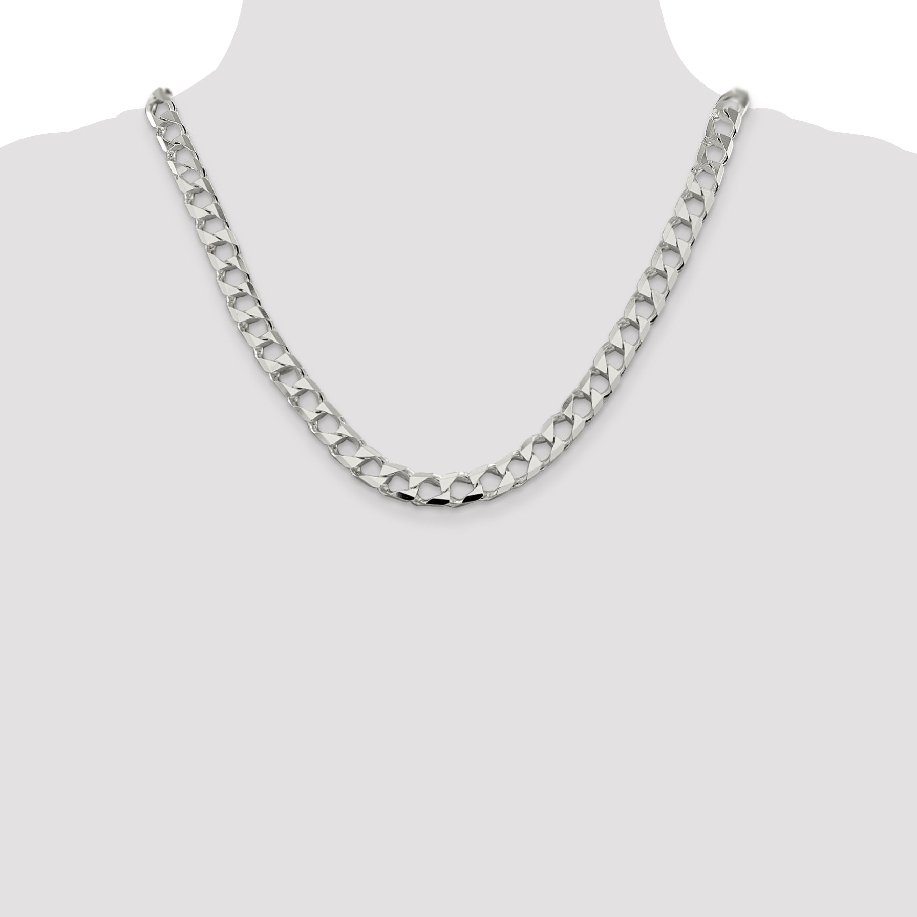 Sterling Silver 8.6mm D/C Square Curb Chain
