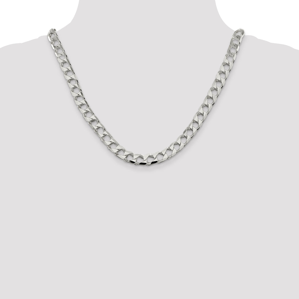 Sterling Silver 8.6mm D/C Square Curb Chain