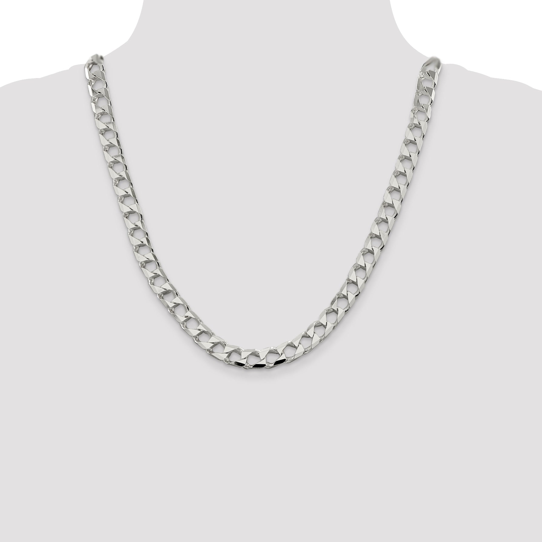 Sterling Silver 8.6mm D/C Square Curb Chain