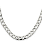 Sterling Silver Rhodium-plated 8.6mm D/C Square Curb Chain