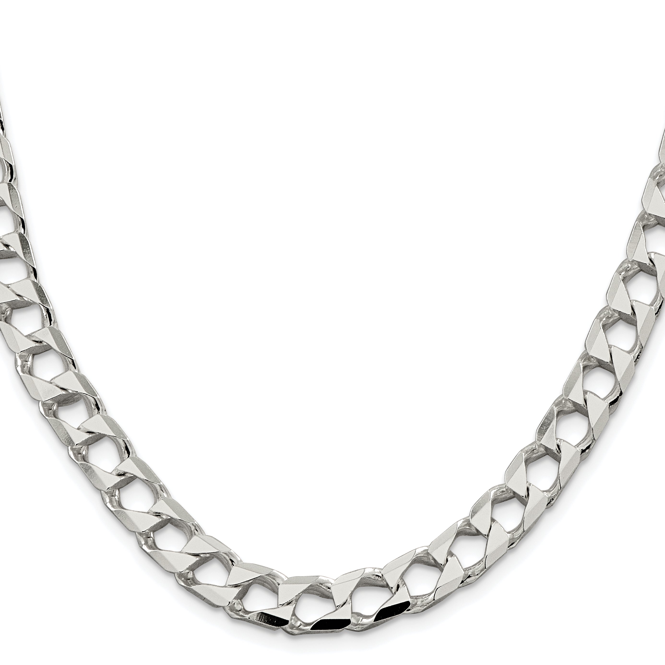Sterling Silver Rhodium-plated 8.6mm D/C Square Curb Chain