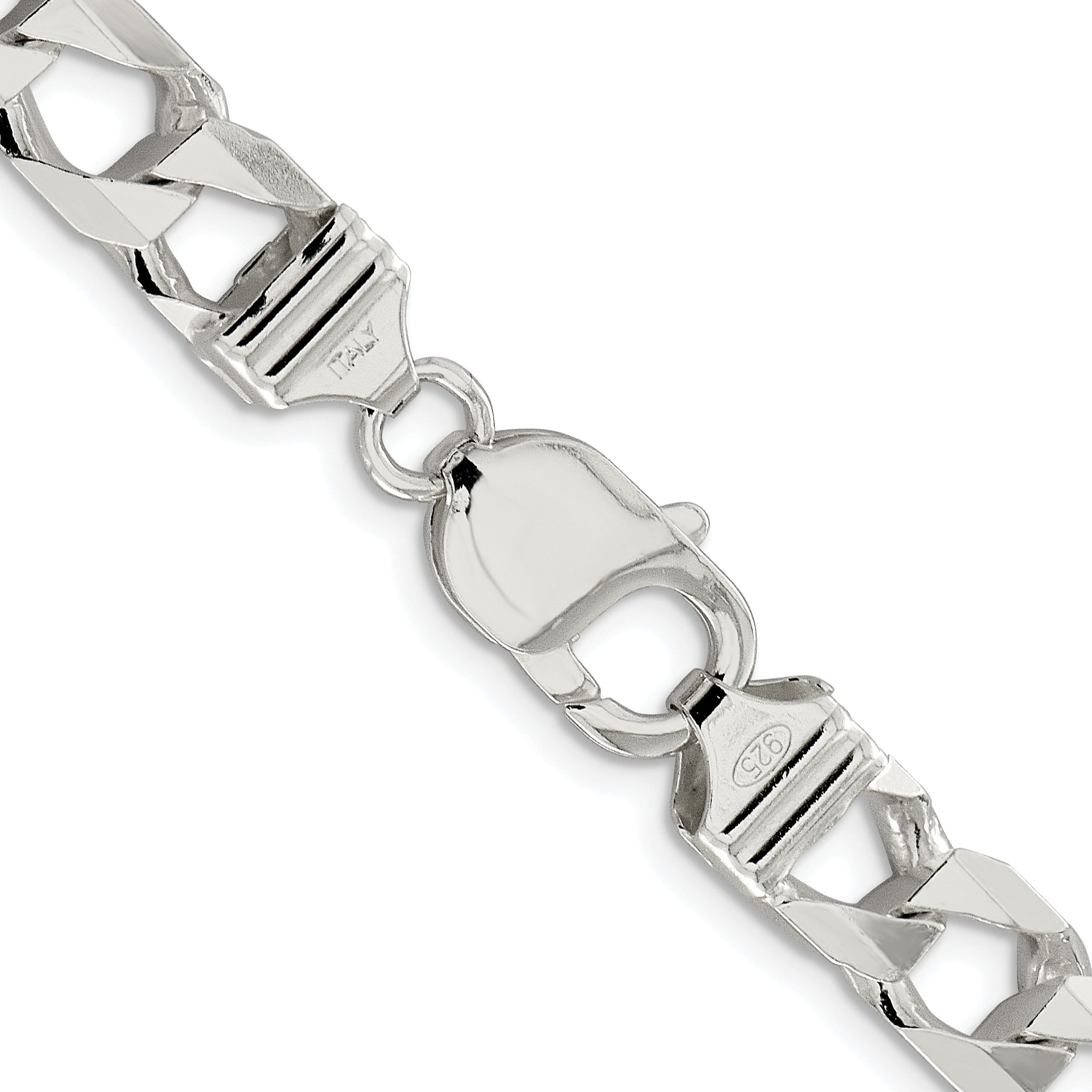 Sterling Silver Rhodium-plated 8.6mm D/C Square Curb Chain