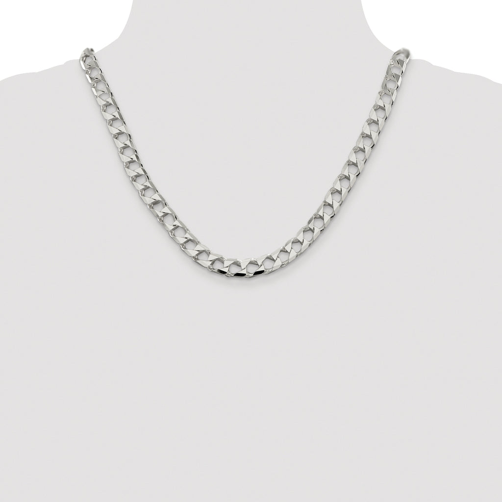 Sterling Silver Rhodium-plated 8.6mm D/C Square Curb Chain