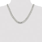 Sterling Silver Rhodium-plated 8.6mm D/C Square Curb Chain