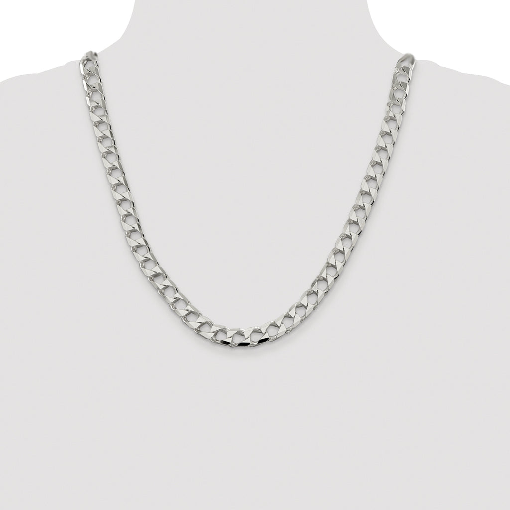 Sterling Silver Rhodium-plated 8.6mm D/C Square Curb Chain