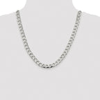 Sterling Silver Rhodium-plated 8.6mm D/C Square Curb Chain