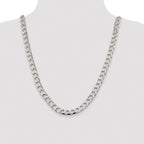Sterling Silver Rhodium-plated 8.6mm D/C Square Curb Chain