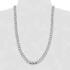 Sterling Silver Rhodium-plated 8.6mm D/C Square Curb Chain