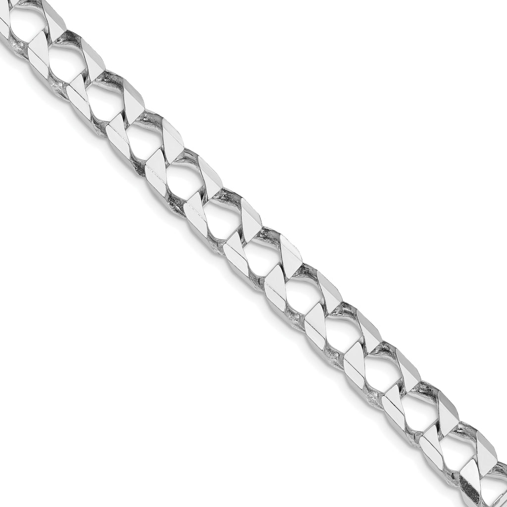 Sterling Silver Rhodium-plated 8.6mm D/C Square Curb Chain