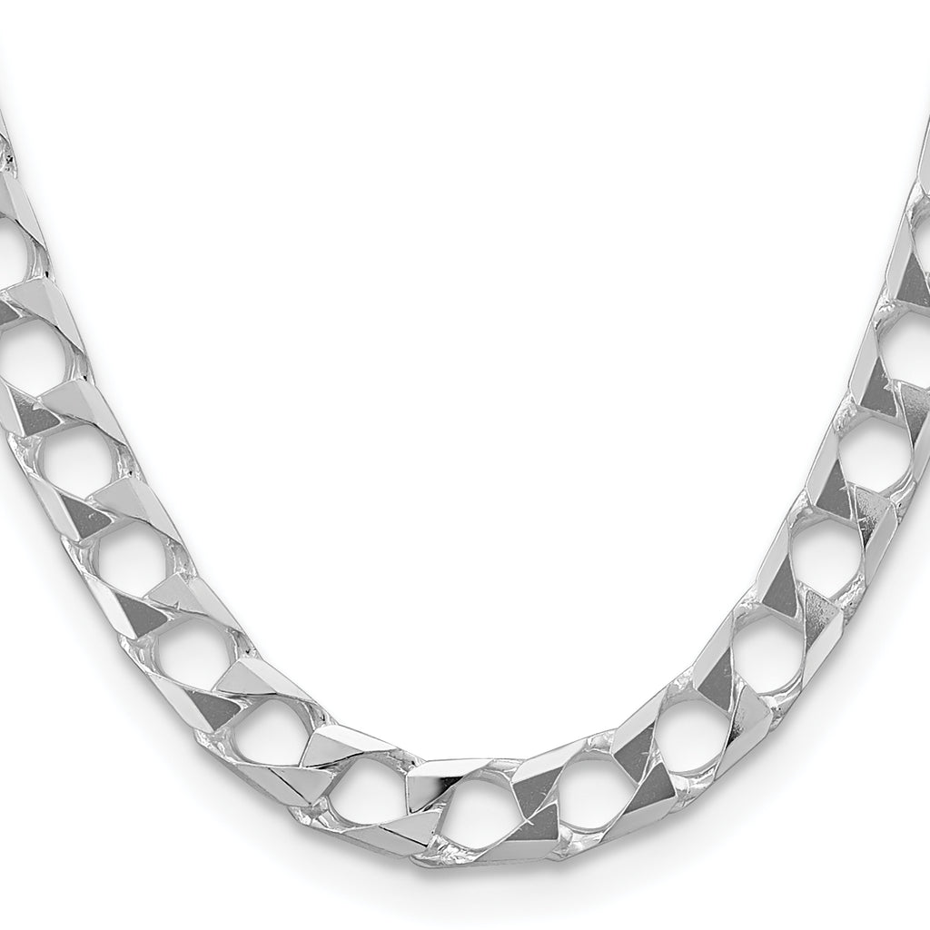 Sterling Silver 10.3mm Diamond-Cut Square Curb Chain