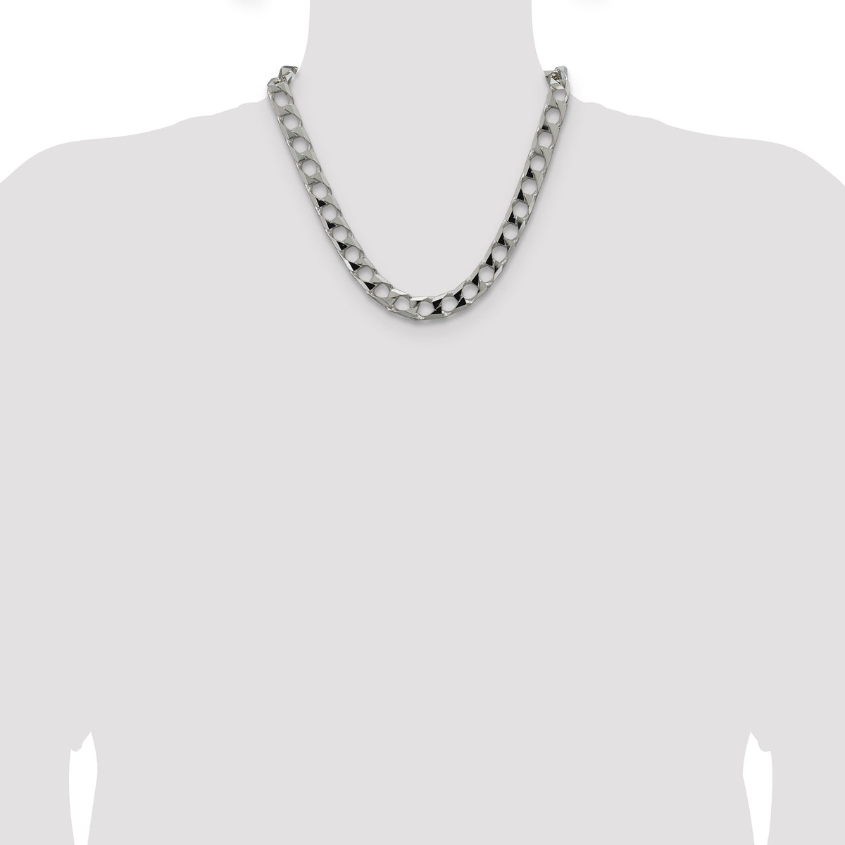 Sterling Silver 10.3mm D/C Square Curb Chain