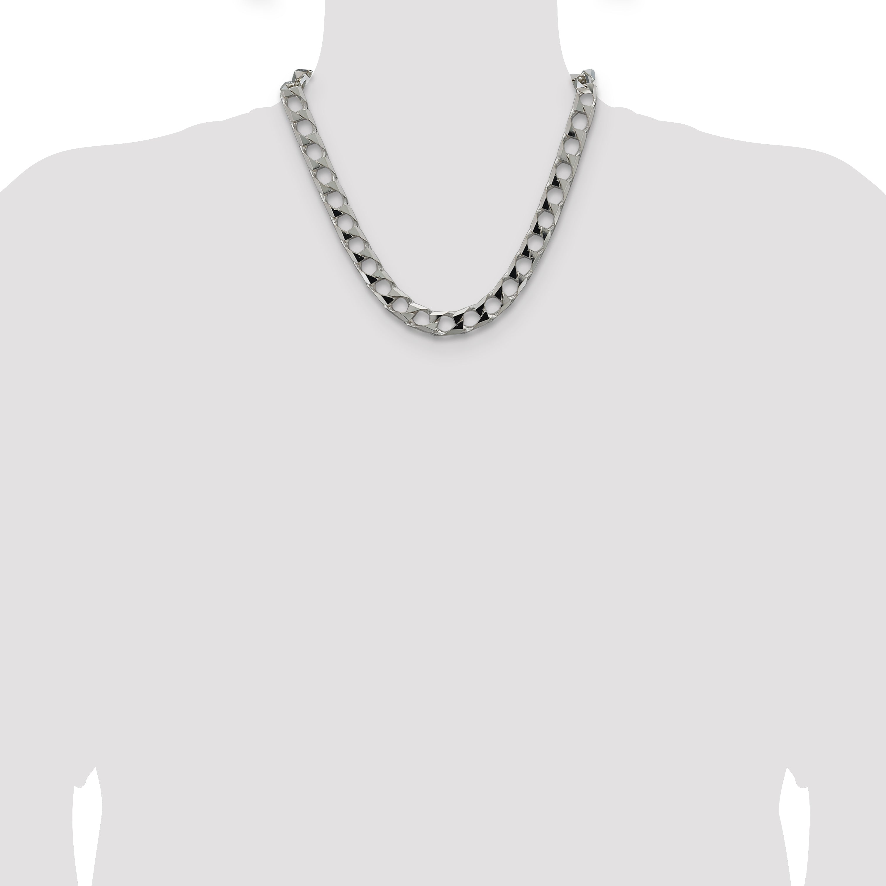 Sterling Silver 10.3mm D/C Square Curb Chain