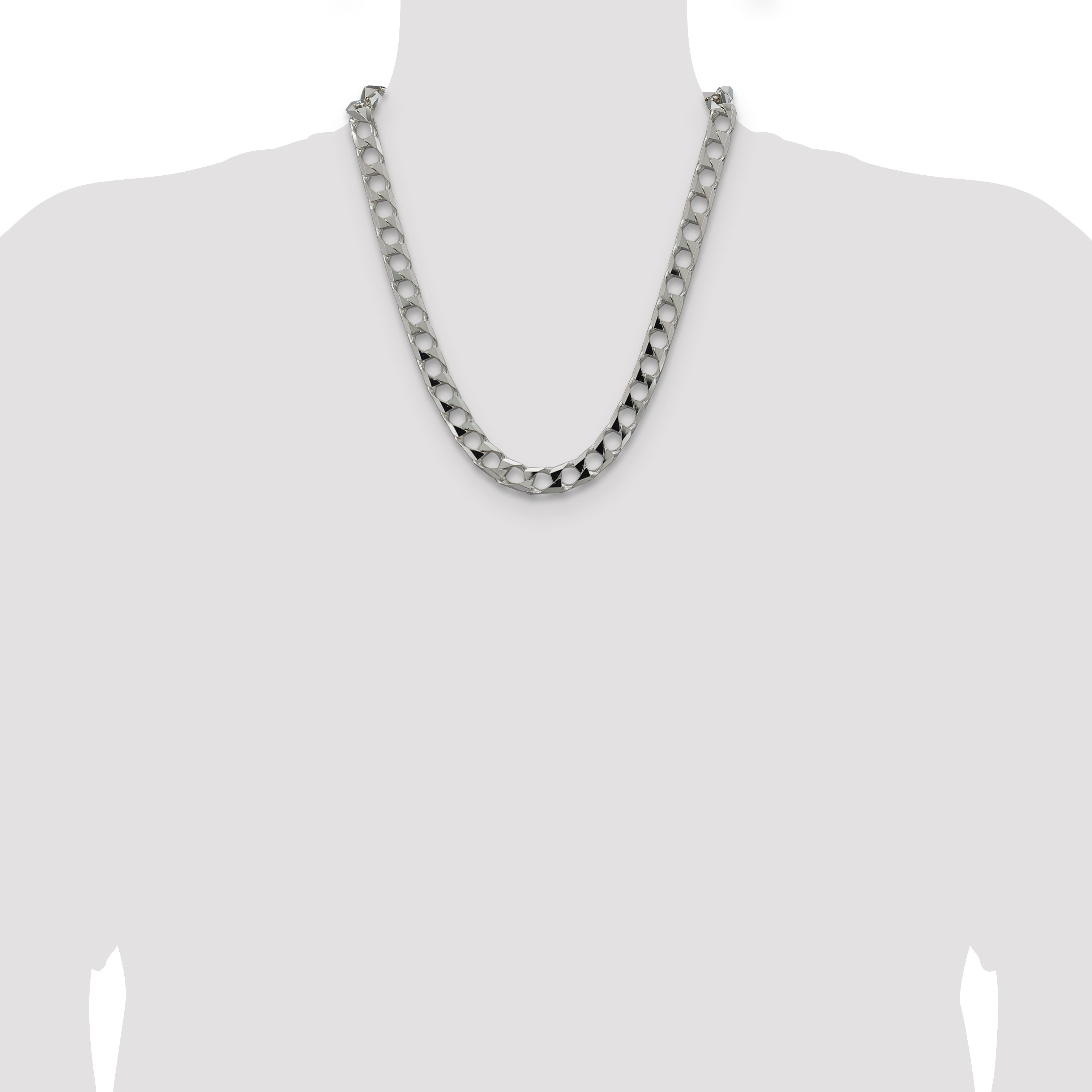 Sterling Silver 10.3mm D/C Square Curb Chain