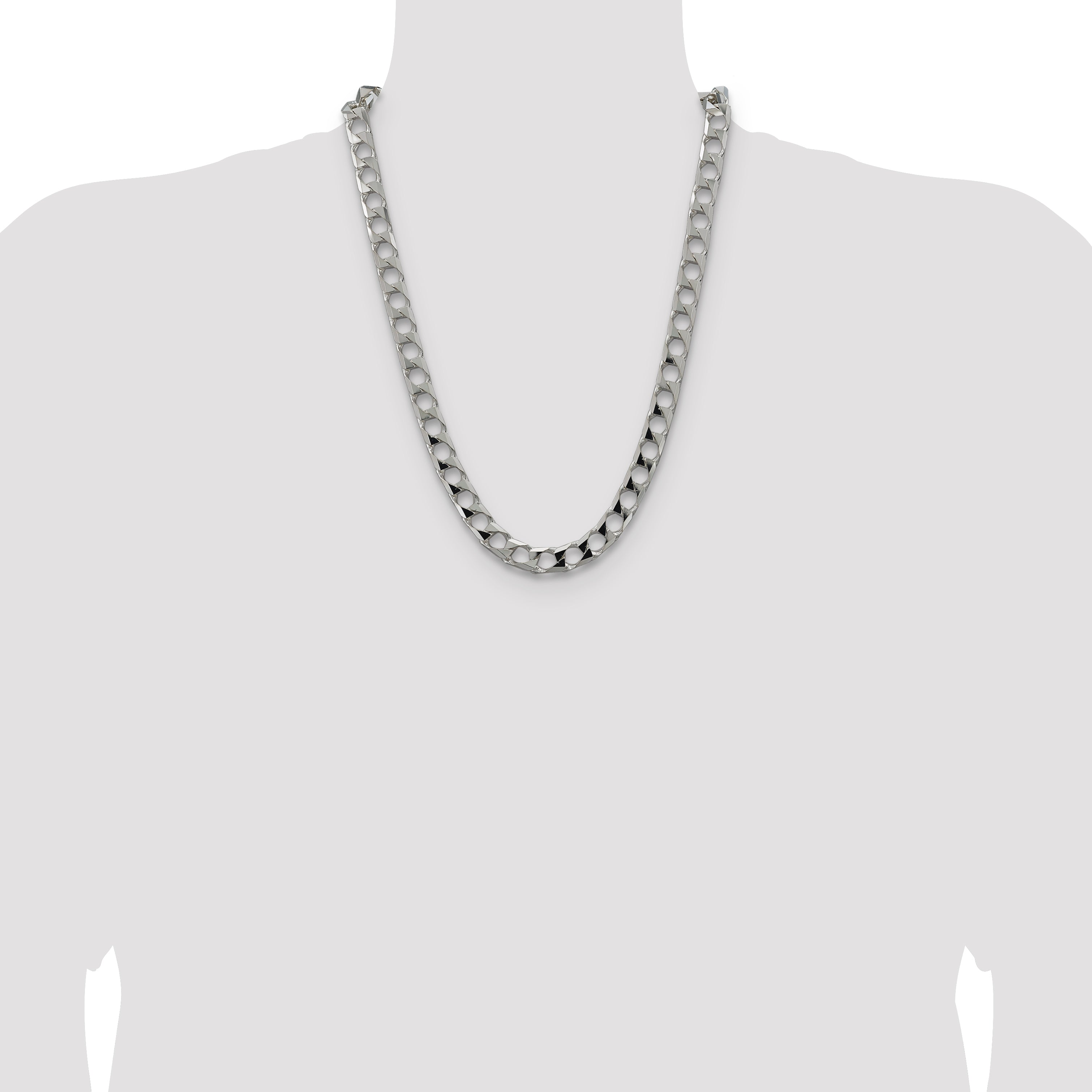Sterling Silver 10.3mm D/C Square Curb Chain