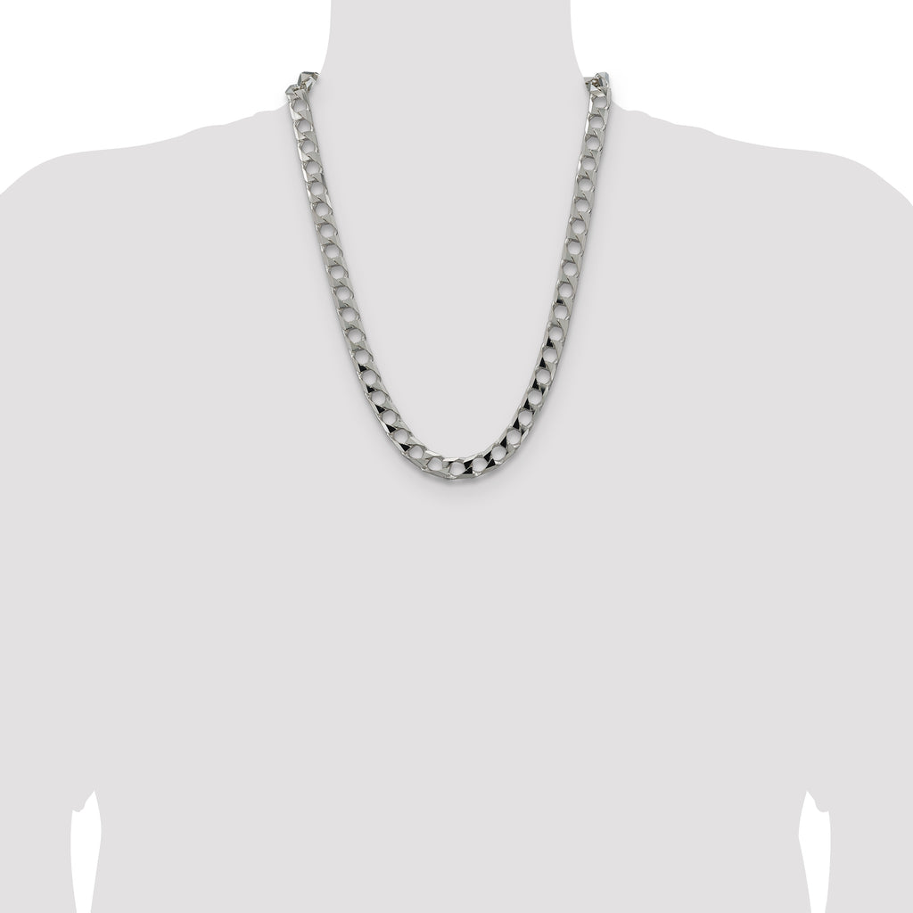 Sterling Silver 10.3mm D/C Square Curb Chain
