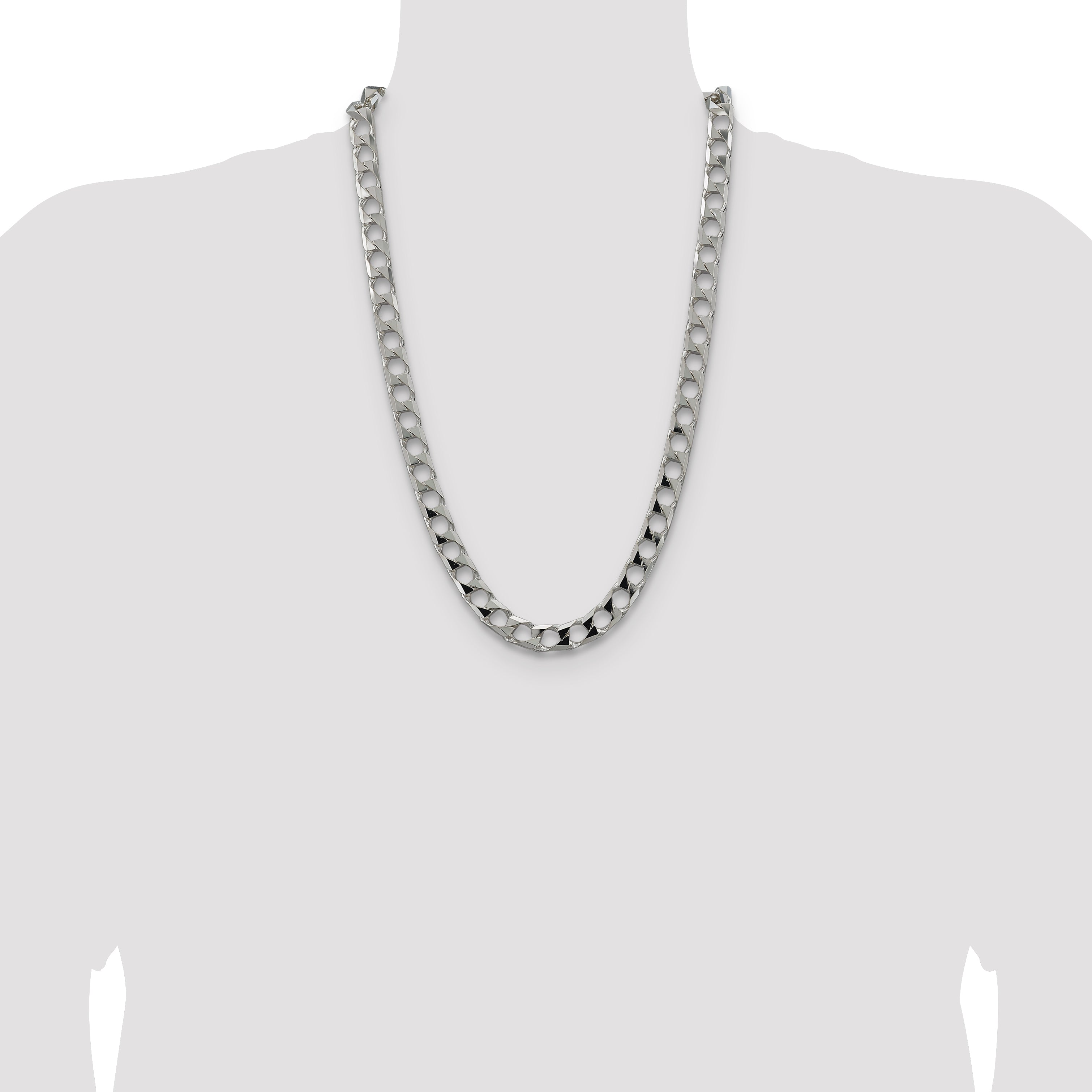 Sterling Silver 10.3mm D/C Square Curb Chain