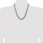 Sterling Silver Rhodium-plated 10.3mm D/C Square Curb Chain