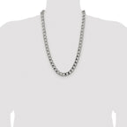 Sterling Silver Rhodium-plated 10.3mm D/C Square Curb Chain