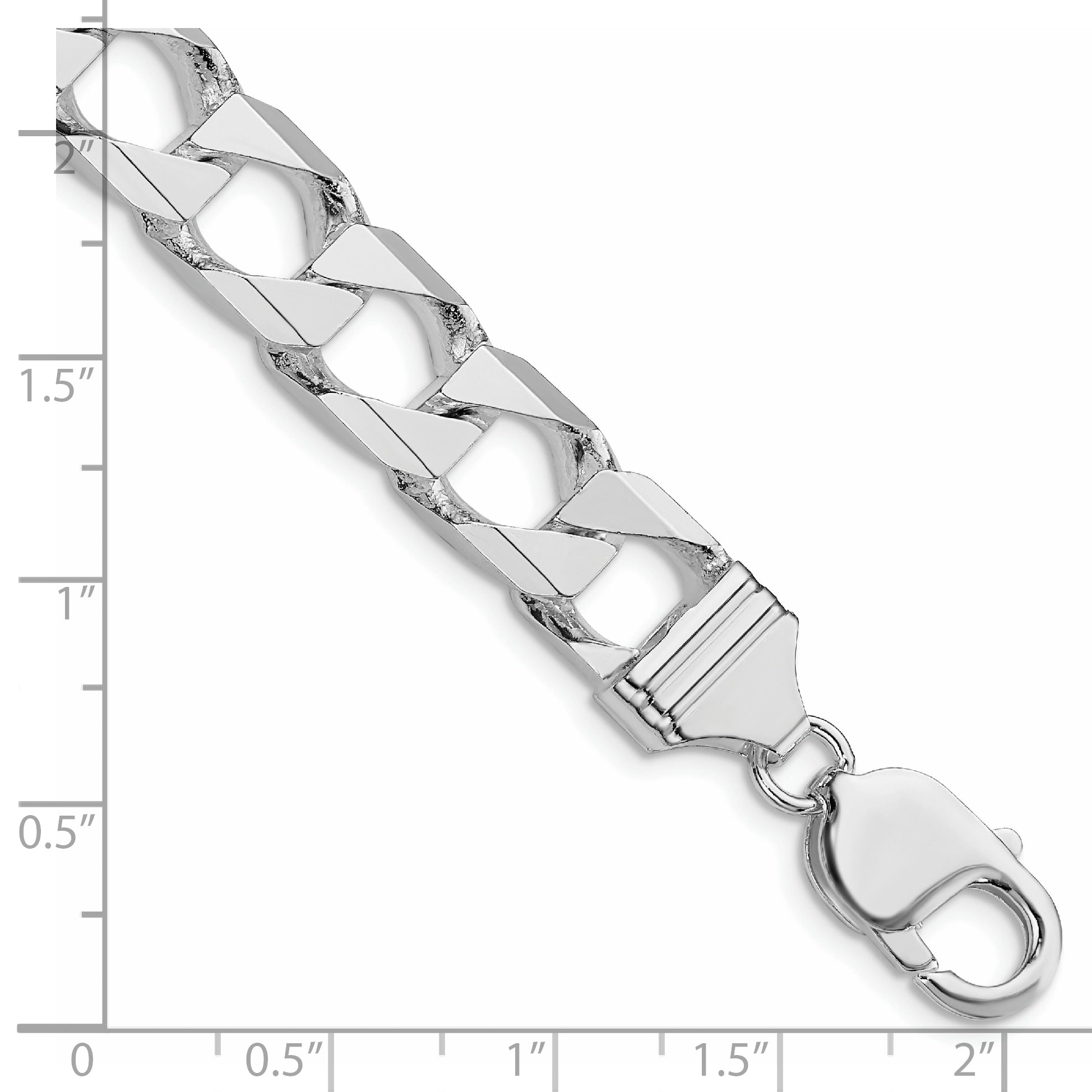 Sterling Silver Rhodium-plated 10.3mm D/C Square Curb Chain Secondary image