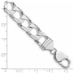 Sterling Silver Rhodium-plated 10.3mm D/C Square Curb Chain
