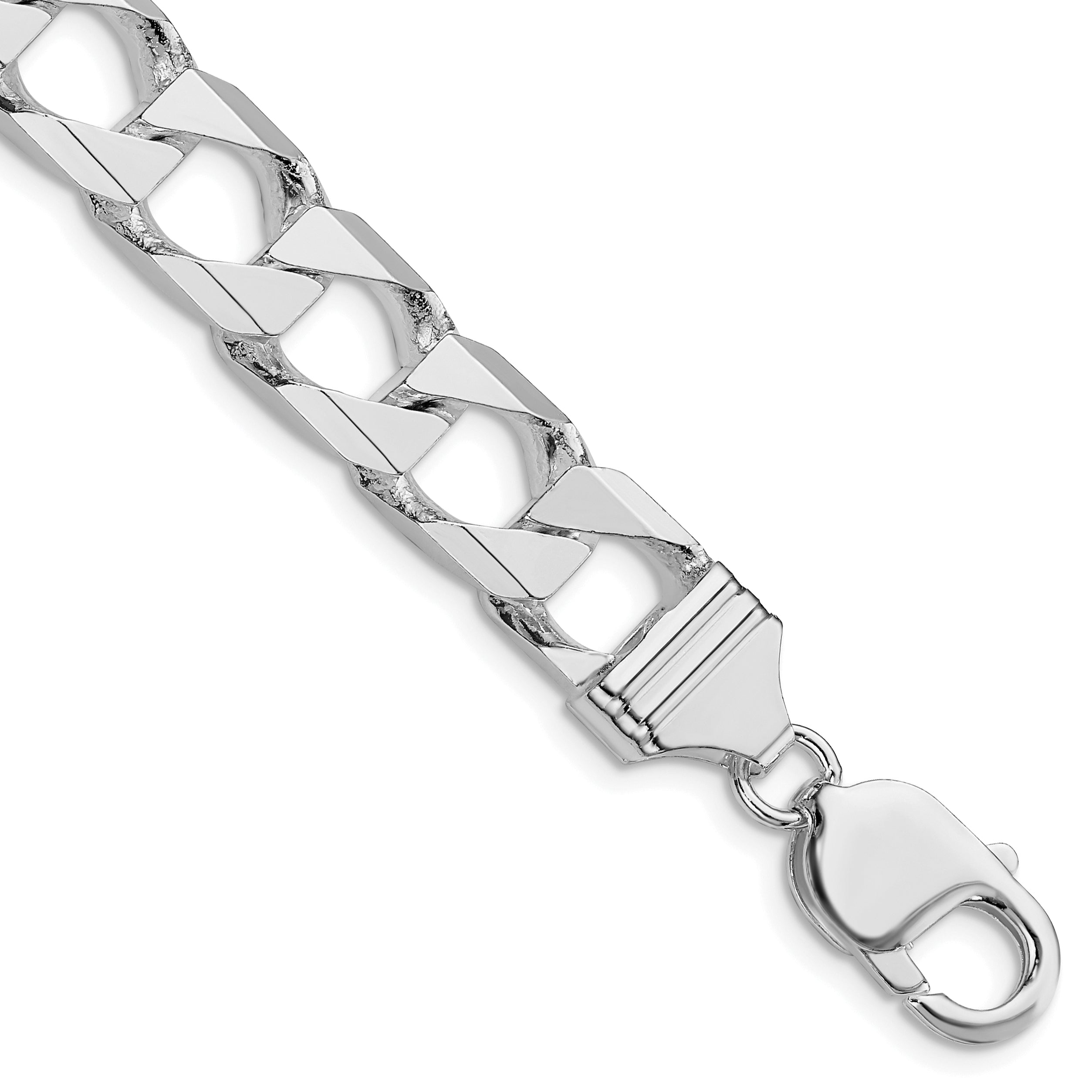 Sterling Silver Rhodium-plated 10.3mm D/C Square Curb Chain Main image