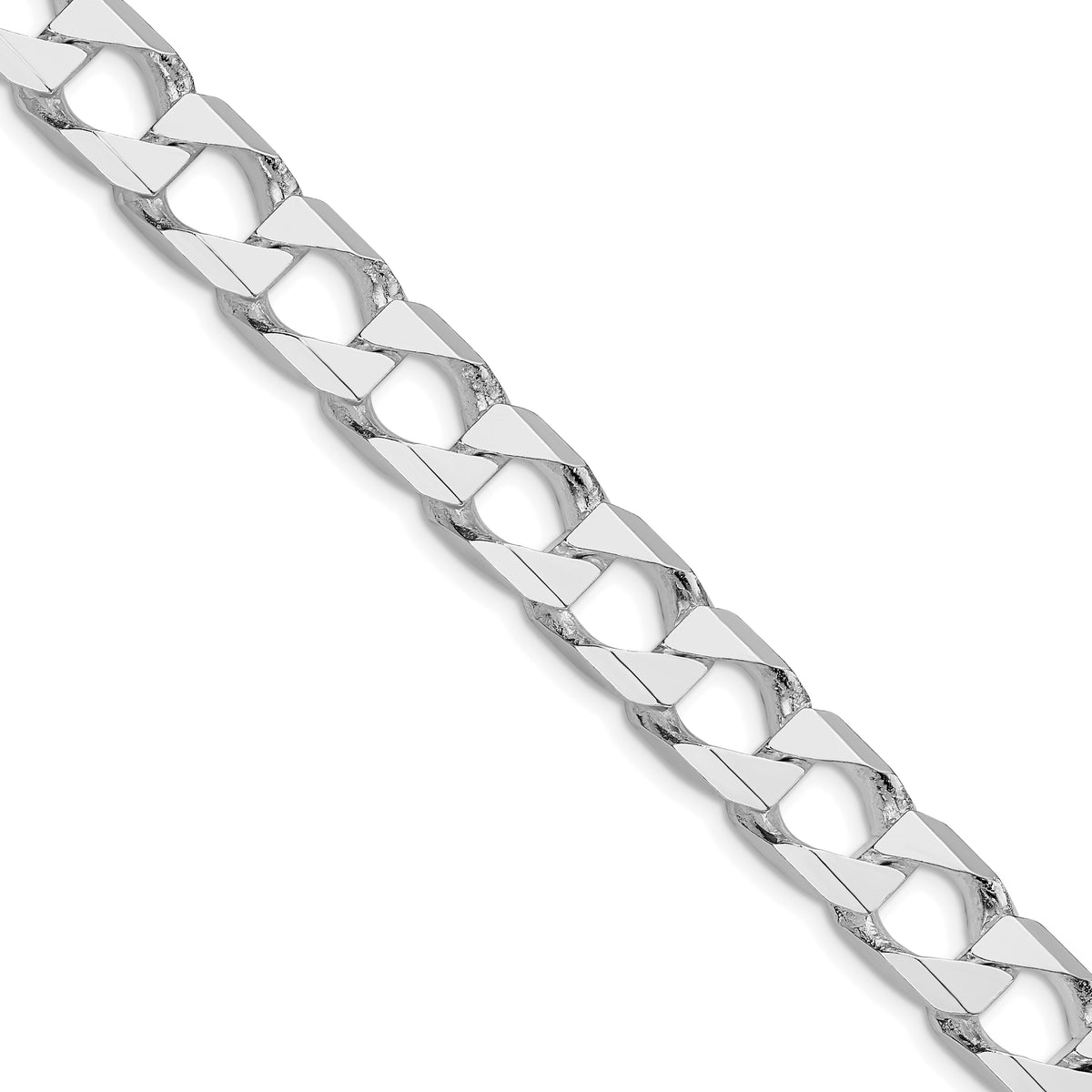 Sterling Silver Rhodium-plated 10.3mm D/C Square Curb Chain