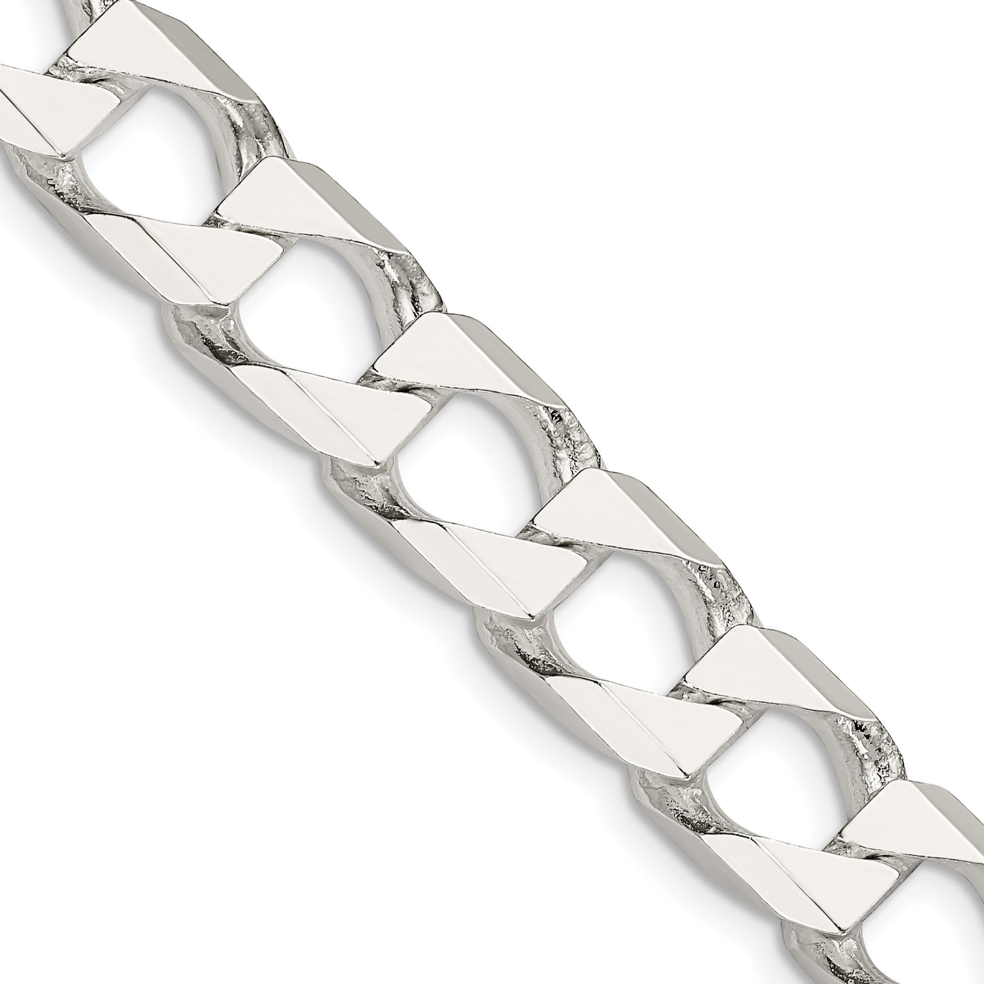 Sterling Silver 10.3mm Diamond-Cut Square Curb Chain Main image