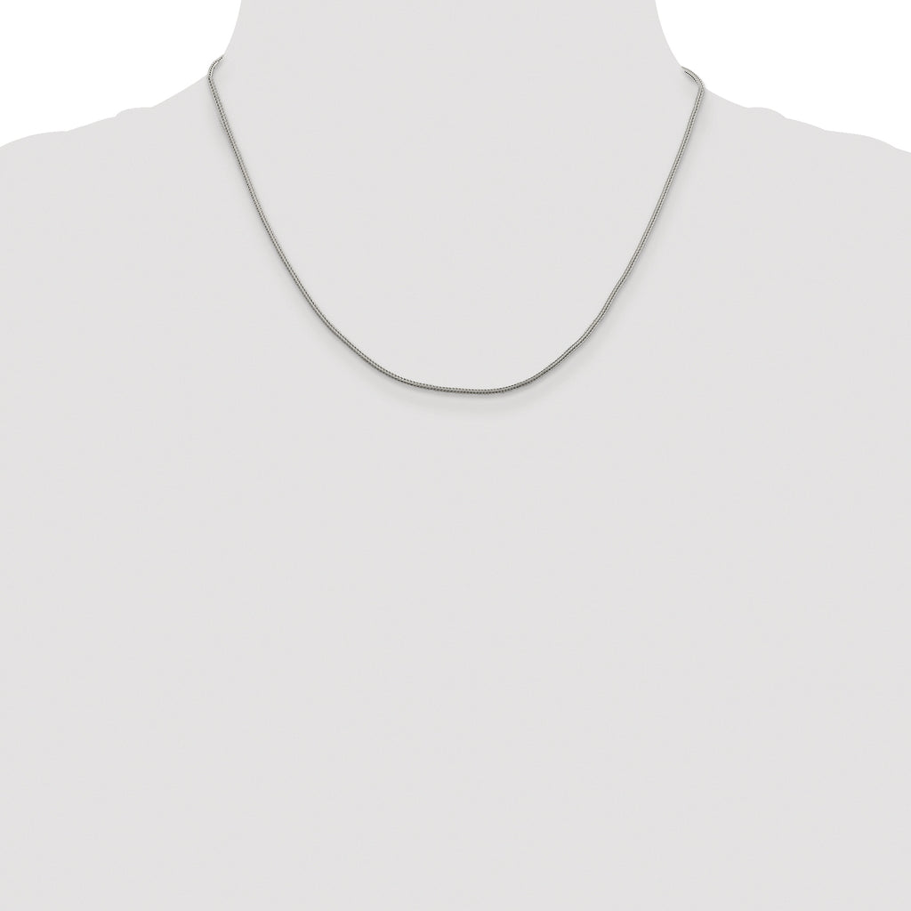 Sterling Silver Rhodium-plated 1.25mm Diamond-Cut Round Franco Chain