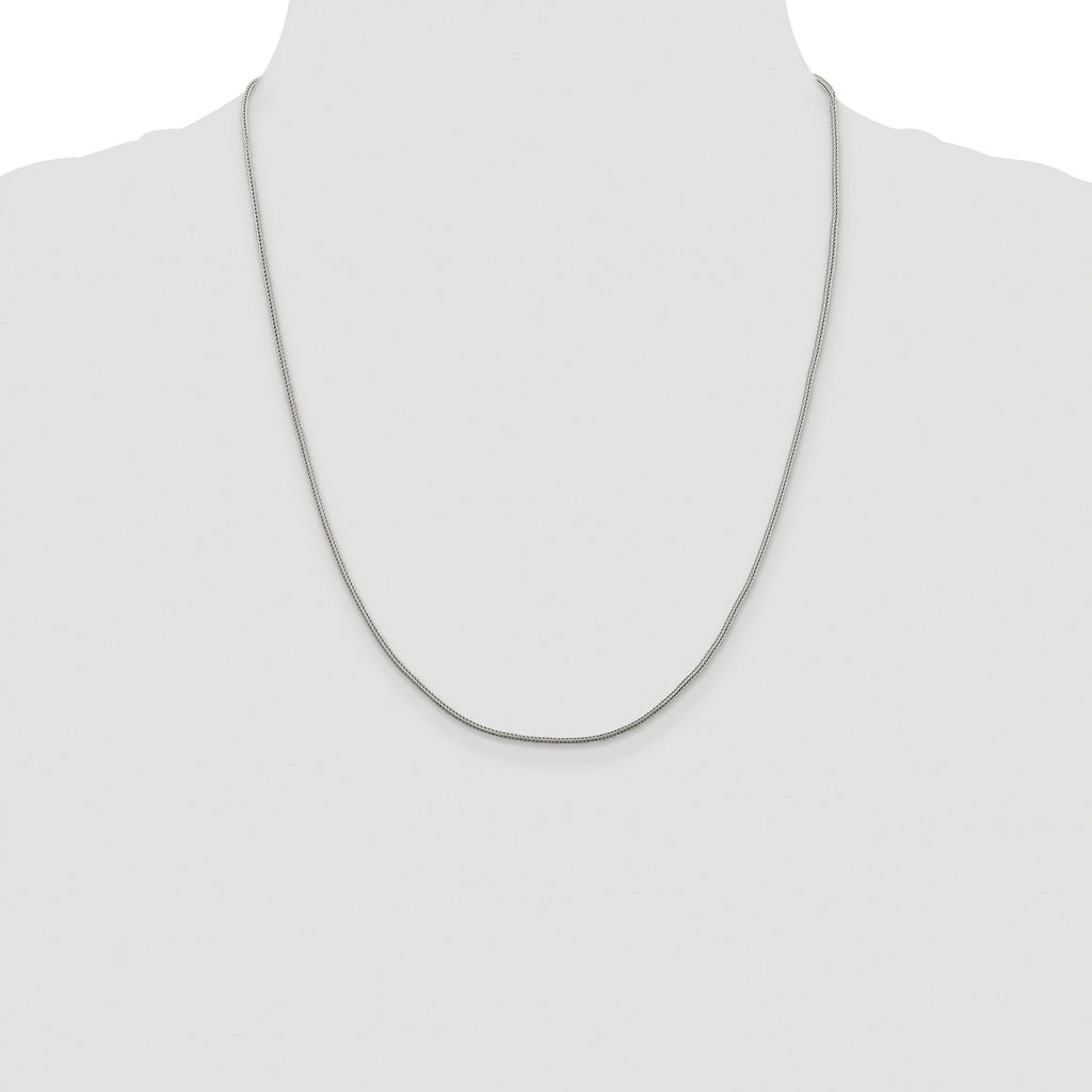 Sterling Silver Rhodium-plated 1.25mm Diamond-Cut Round Franco Chain