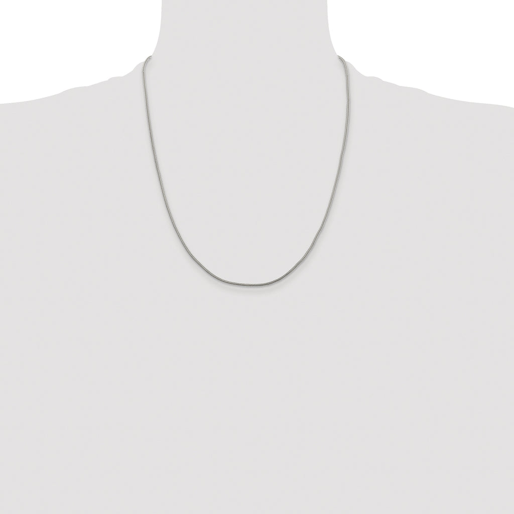 Sterling Silver Rhodium-plated 1.25mm Diamond-Cut Round Franco Chain