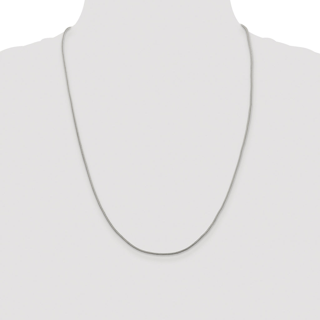 Sterling Silver Rhodium-plated 1.25mm Diamond-Cut Round Franco Chain