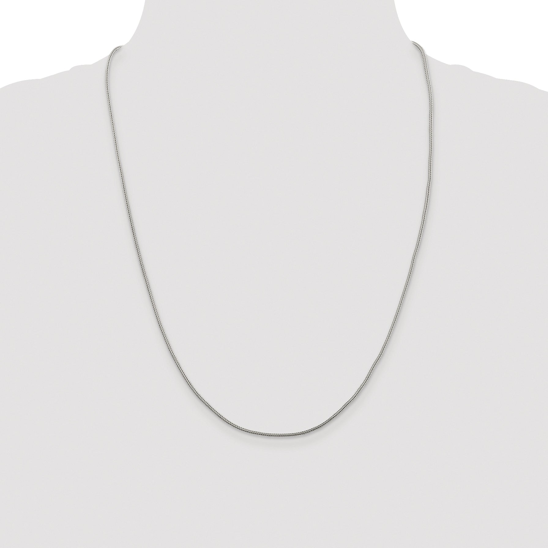 Sterling Silver Rhodium-plated 1.25mm Diamond-Cut Round Franco Chain