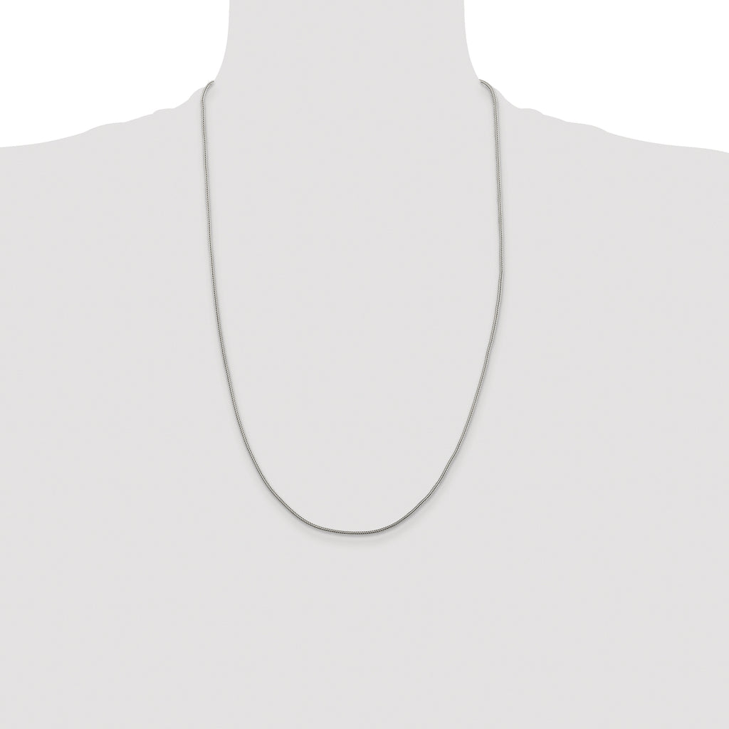 Sterling Silver Rhodium-plated 1.25mm Diamond-Cut Round Franco Chain
