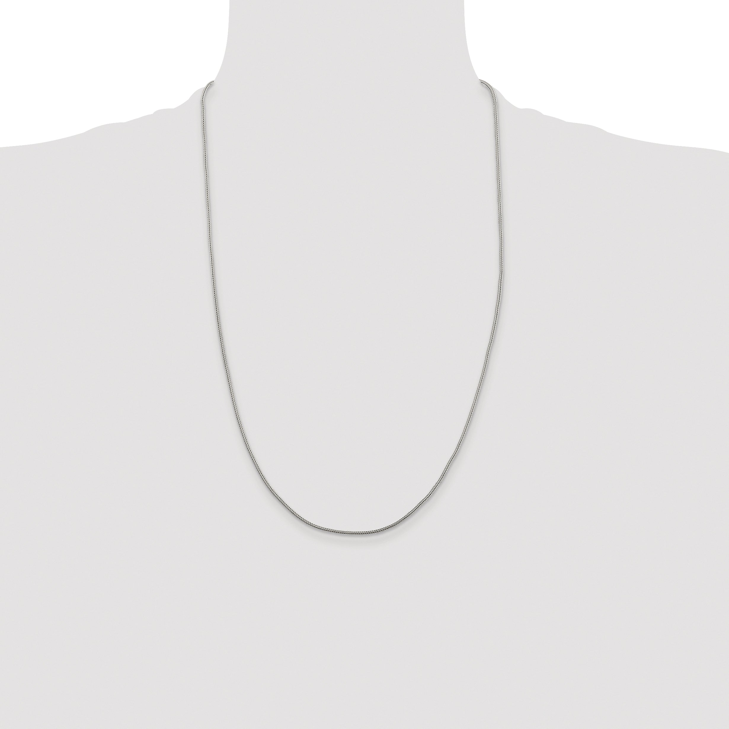Sterling Silver Rhodium-plated 1.25mm Diamond-Cut Round Franco Chain