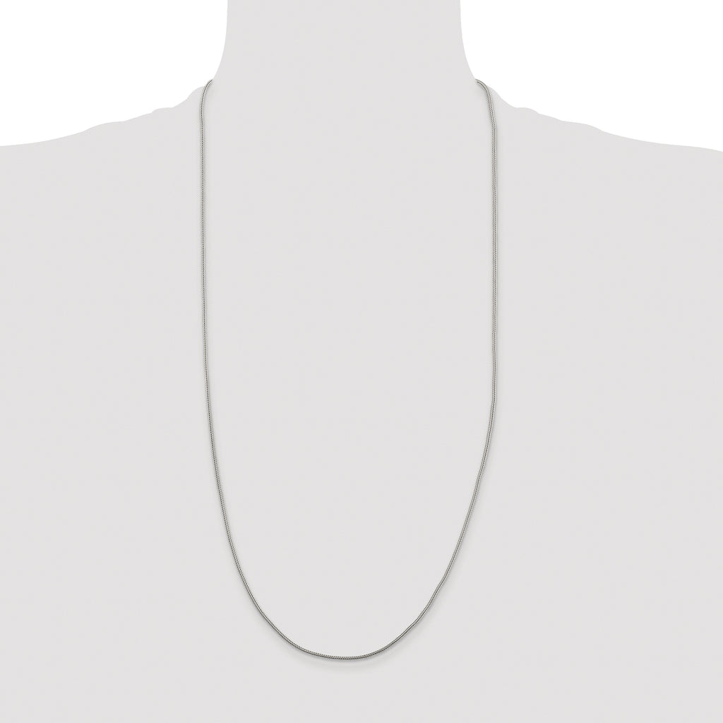Sterling Silver Rhodium-plated 1.25mm Diamond-Cut Round Franco Chain