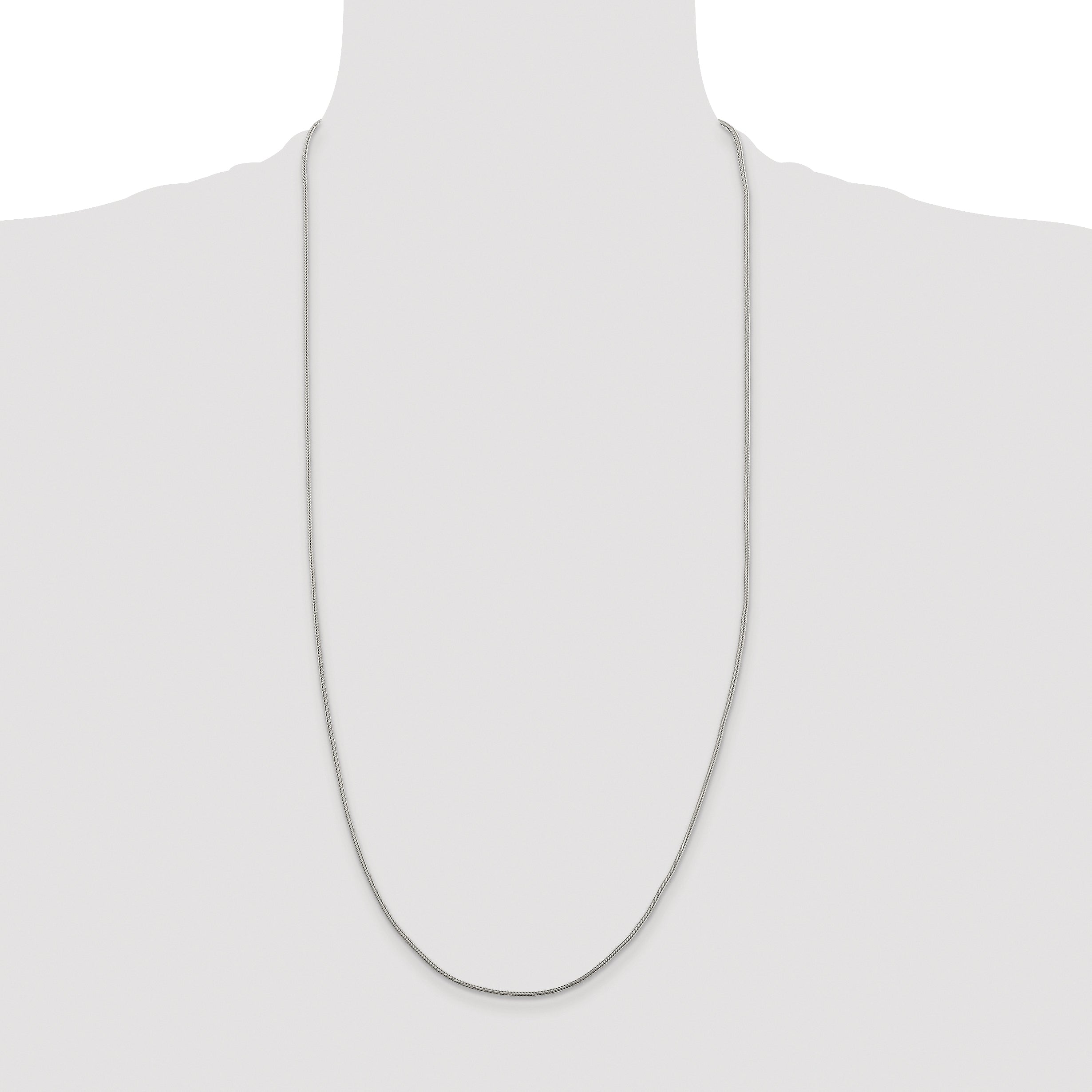 Sterling Silver Rhodium-plated 1.25mm Diamond-Cut Round Franco Chain