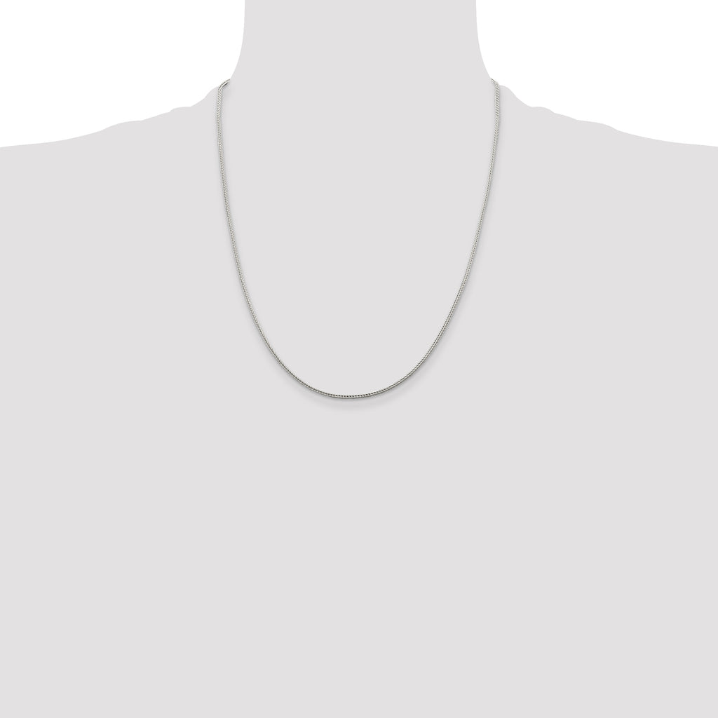 Sterling Silver 1.45mm Diamond-Cut Round Franco Chain With Extension ext.