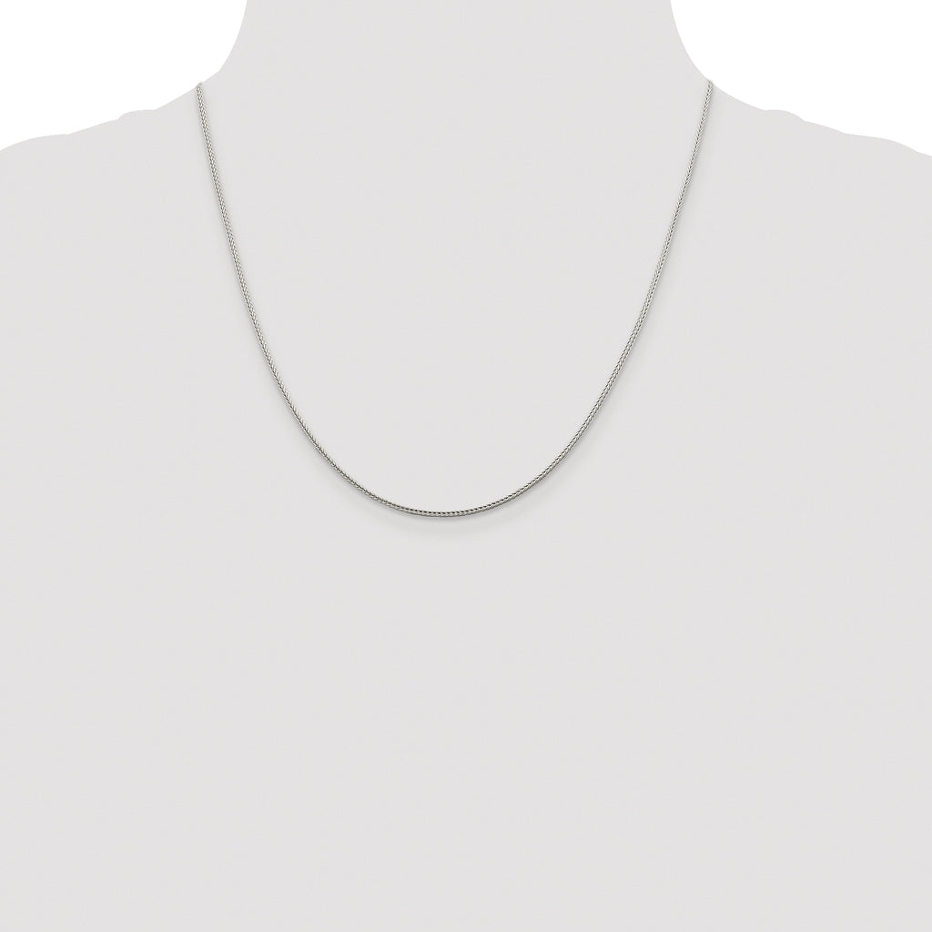 Sterling Silver Rhodium-plated 1.45mm Diamond-Cut Round Franco Chain