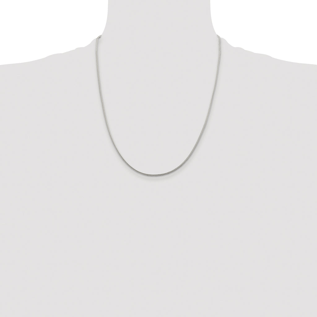 Sterling Silver Rhodium-plated 1.45mm Diamond-Cut Round Franco Chain